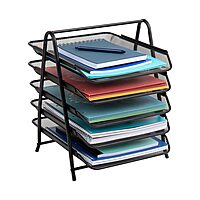 Mind Reader 5-Tier Paper Tray, Desktop Organizer, File Storage, Office, Metal Mesh, 11.75"L x 14"W x 14.5"H, Black