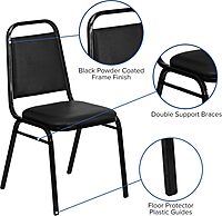 Flash Furniture 5-Piece 36" Square Laminate Dining Table/Chairs Set, Restaurant Dining Set with Table, X-Base, and 4 Trapezoidal Back Chairs, Black Black Top/Black Vinyl Seat