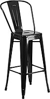 Flash Furniture Commercial Grade 30" High Black Metal Indoor-Outdoor Barstool with Removable Back Black Set of 1