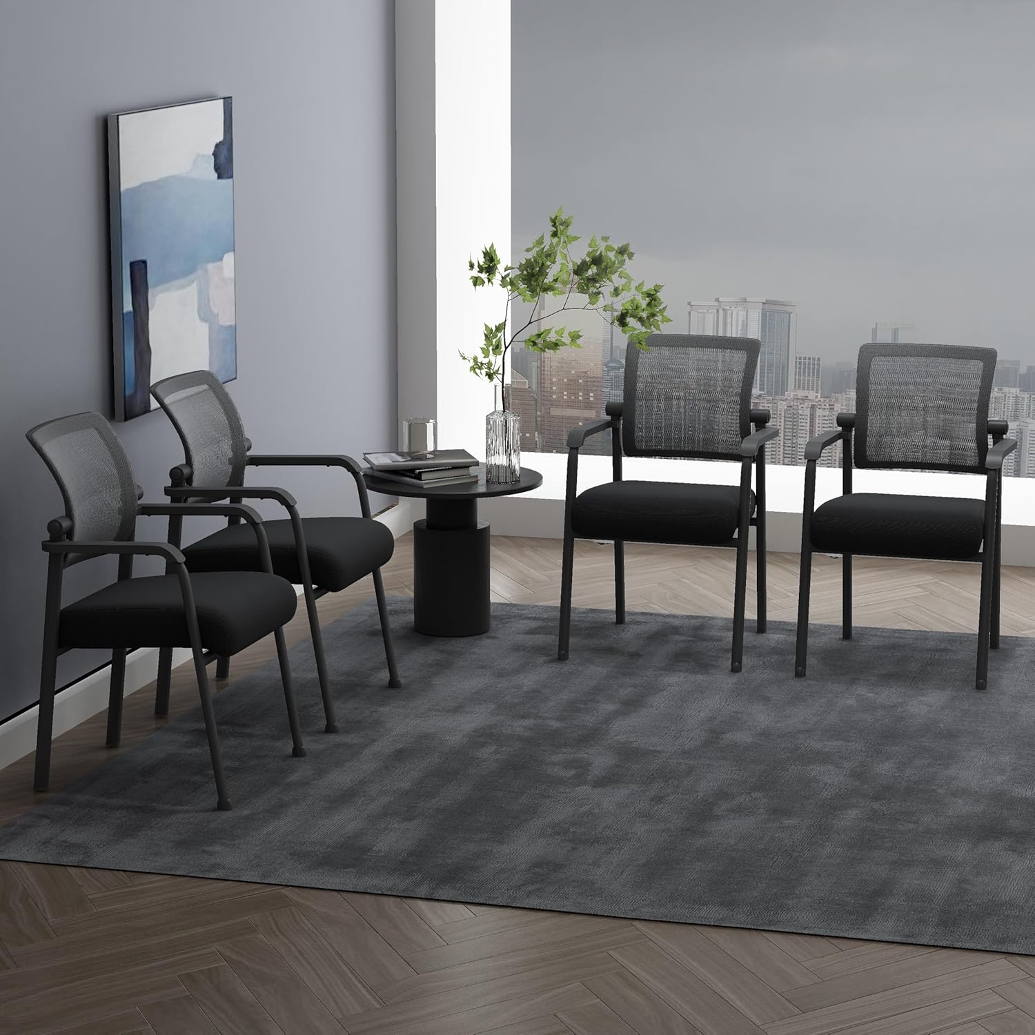 Boss Office Products Mesh 4-Legged Guest Chair, Black