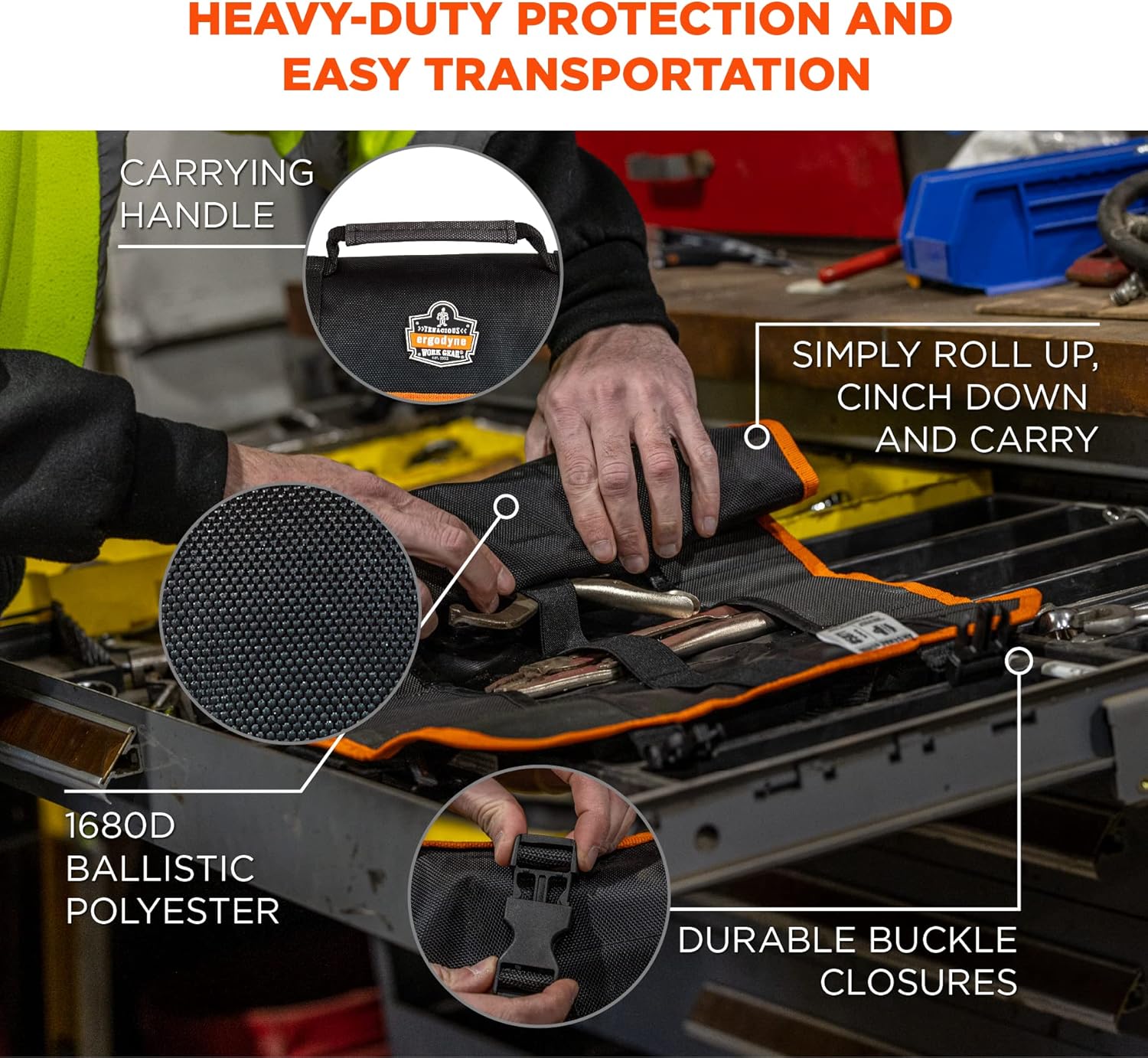 Ergodyne Arsenal 5871 Tool Roll-Up Pouch, 21-Pockets, Polyester, Black , Tall