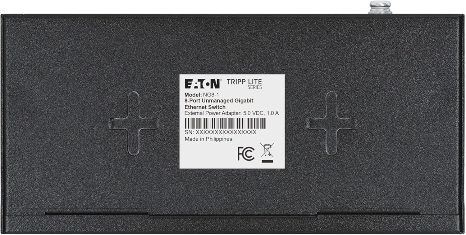 TRIPP LITE 8-Port Desktop Unmanaged Ethernet Network Switch, Metal Enclosure, Plug-and-Play, Wall Mount, 3-Year Warranty