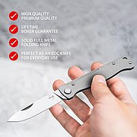 BÖKER PLUS® Atlas Backlock Clippoint - classic pocket folding knife with steel handle - D2 blade - Backlock knife in case