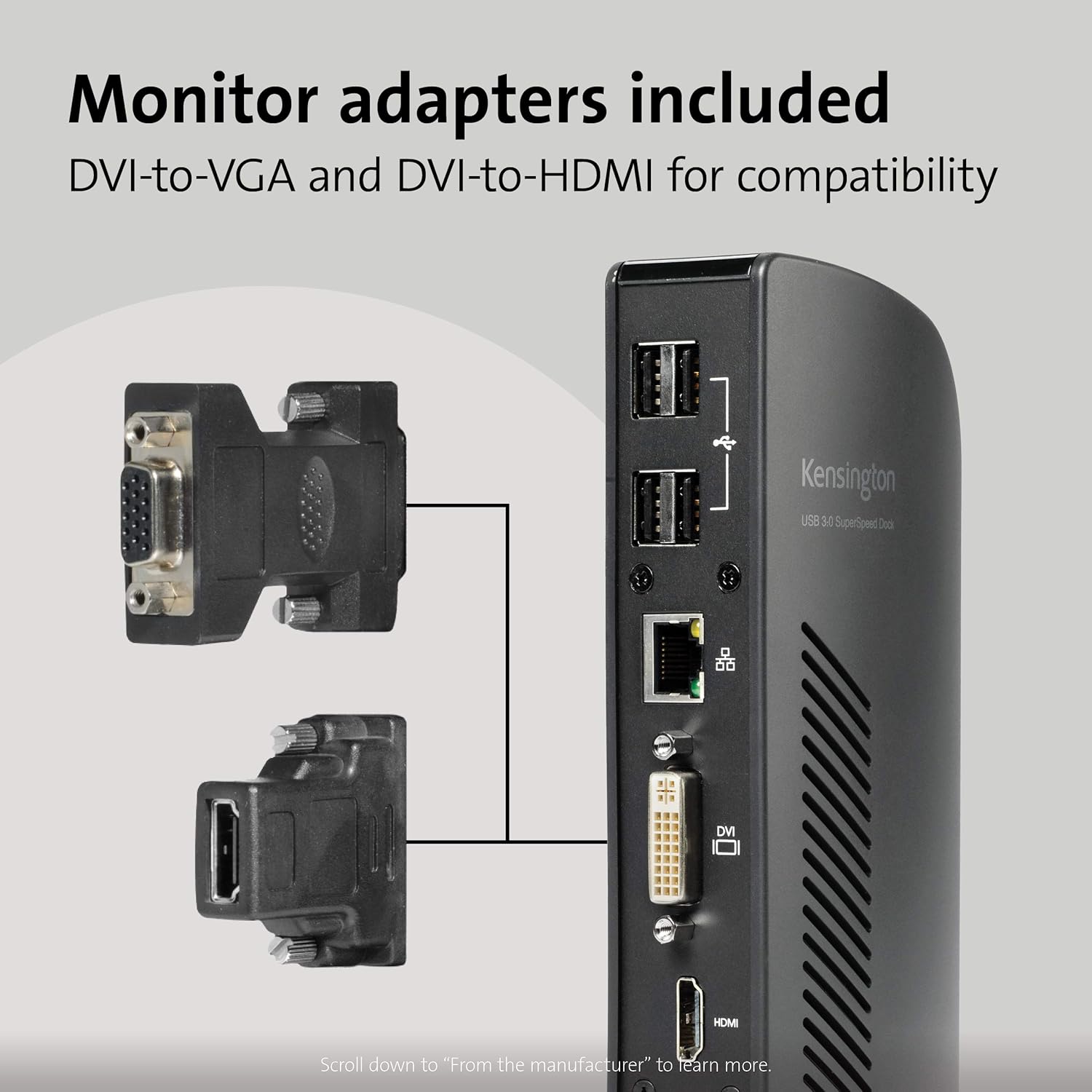 Kensington USB 3.0 Dual Display Docking Station for MacBooks, Windows and Surface (K33972US) USB-A Dual Monitor Dual Display