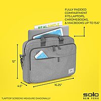 Solo New York Briefcase - Laptop Carrying Bag for Women & Men, Brief for Travel & Work, Front Zippered Pocket