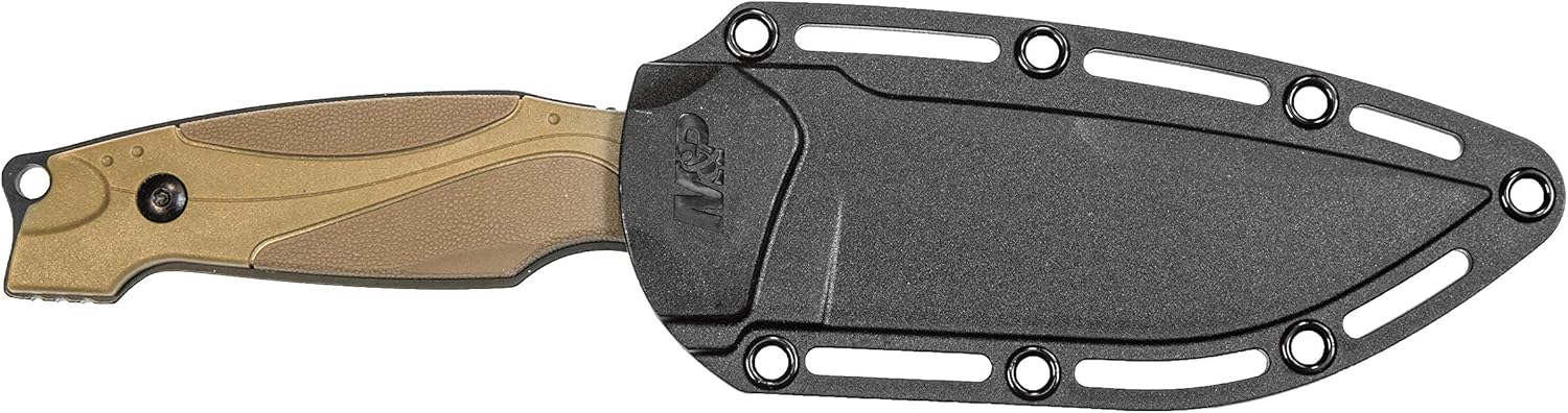 Smith & Wesson M&P M2.0 9in S.S. Full Tang Thin Fixed Blade Knife with 4in Drop Point Blade and Rubber FDE Handle