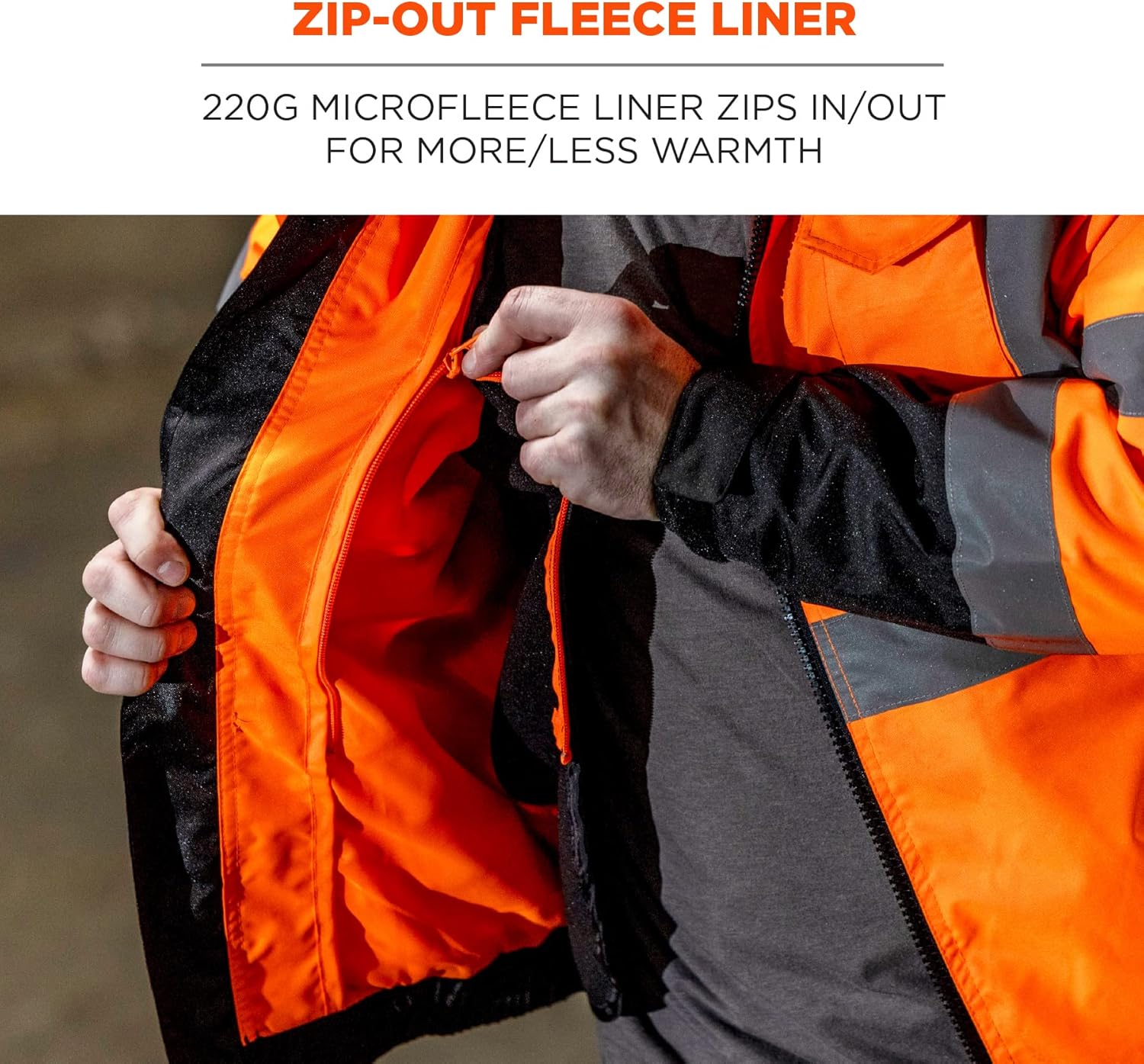 Ergodyne GloWear 8379 Type R Class 3 High-Visibility Fleece-Lined Bomber Jacket