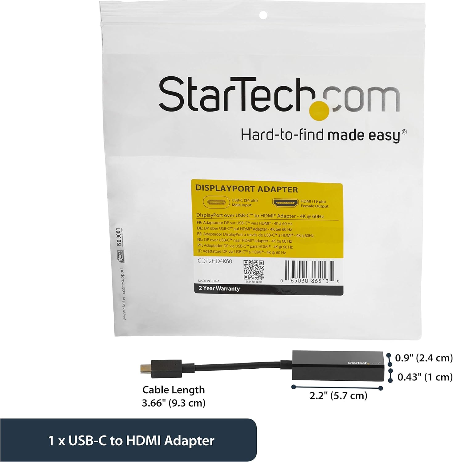 StarTech.com USB-C to HDMI Adapter - Thunderbolt 3 Compatible