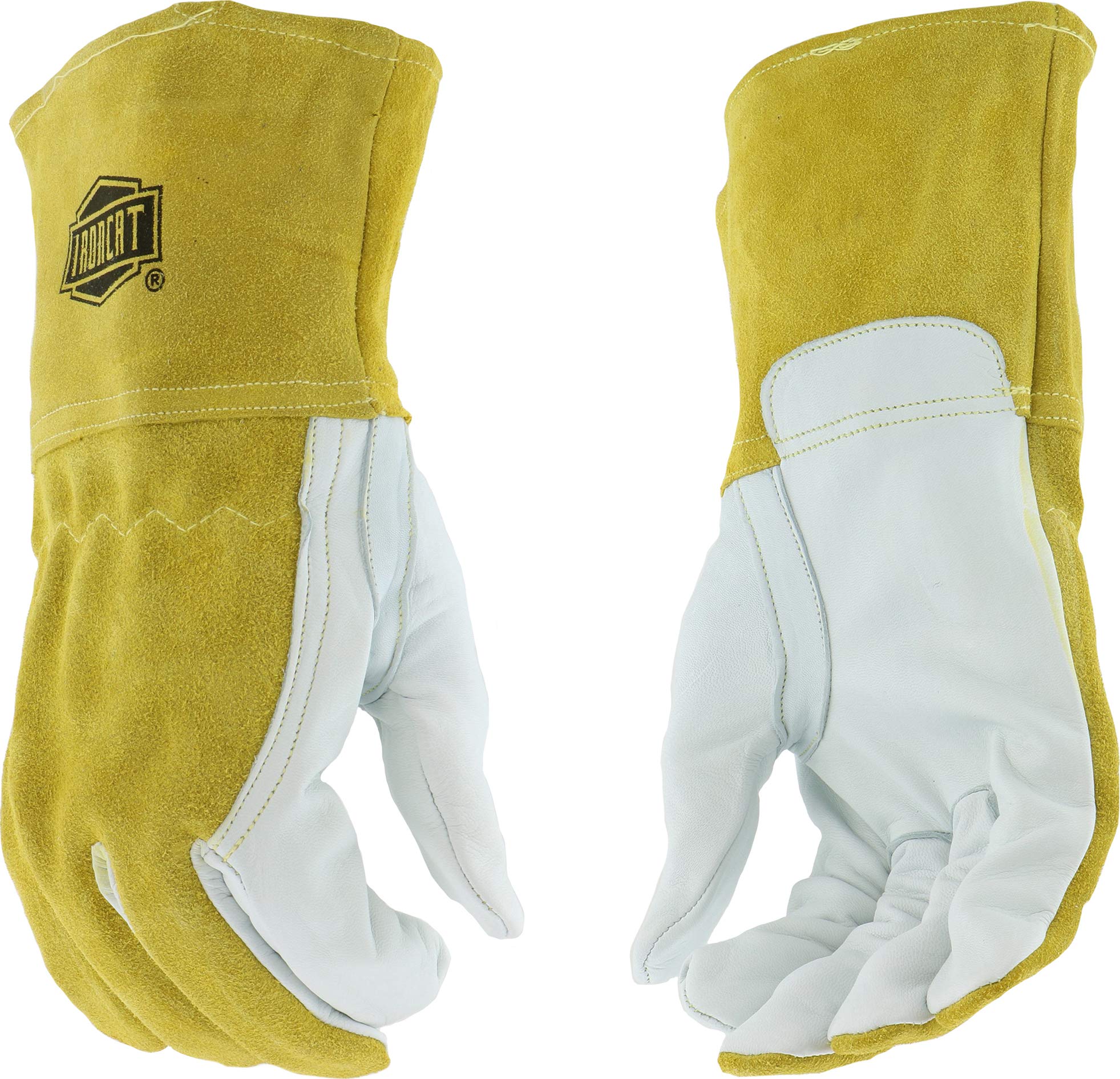 IRONCAT 6143 Goatskin/Cowhide MIG Welder – [Pack of 12] Pearl/Gold, Medium, Straight Thumb, Kevlar Construction