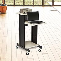 Oklahoma Sound PRC200 Steel Premium Presentation Cart, 18" Width x 40-1/2" Height x 30" Depth, Ivory Woodgrain/Black