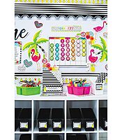 Schoolgirl Style Simply Stylish Tropical 92-Piece Calendar Bulletin Board Set for Classroom
