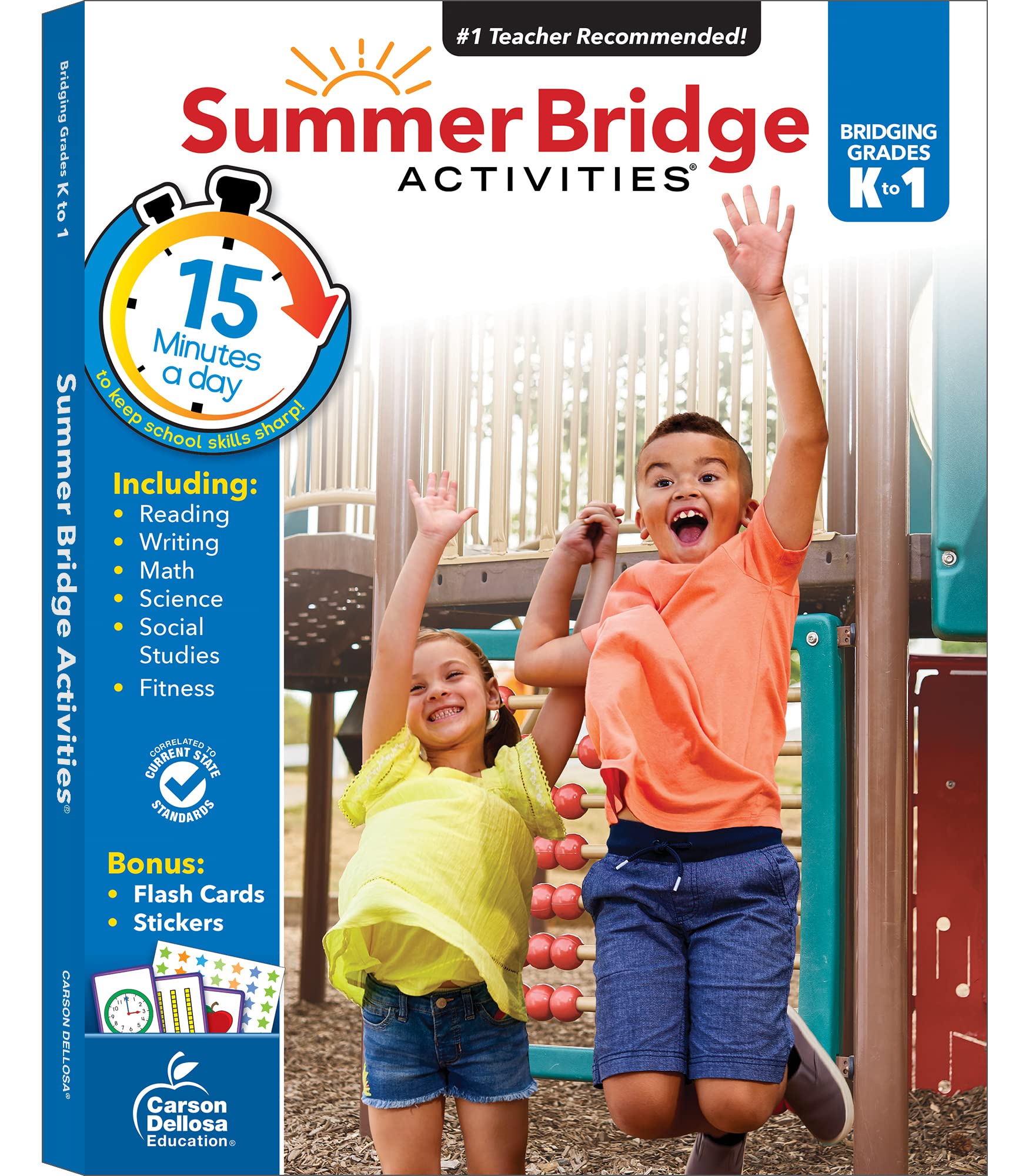 Summer Bridge Activities Kindergarten to 1st Grade Workbooks, K-1 Activity Book With Math, Reading Comprehension, Science