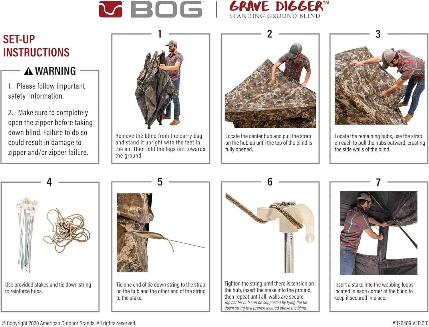 BOG Grave Digger Standing Height Ground Blind Mossy Oak with StealthZip Silent Zippers, StealthTrac Silent Windows