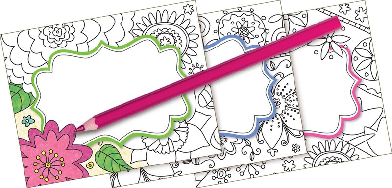 BARKER CREEK Name Badges & Self-Adhesive Labels, Adult Coloring Style
