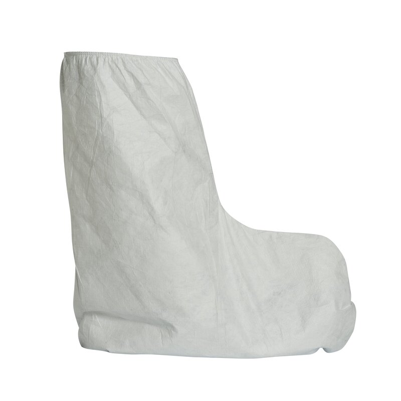 DuPont Tyvek 400 TY454S 18-Inch High Boot Cover with Tyvek FC Skid-Resistant Sole and Elastic Top, White - (Pack of 100)