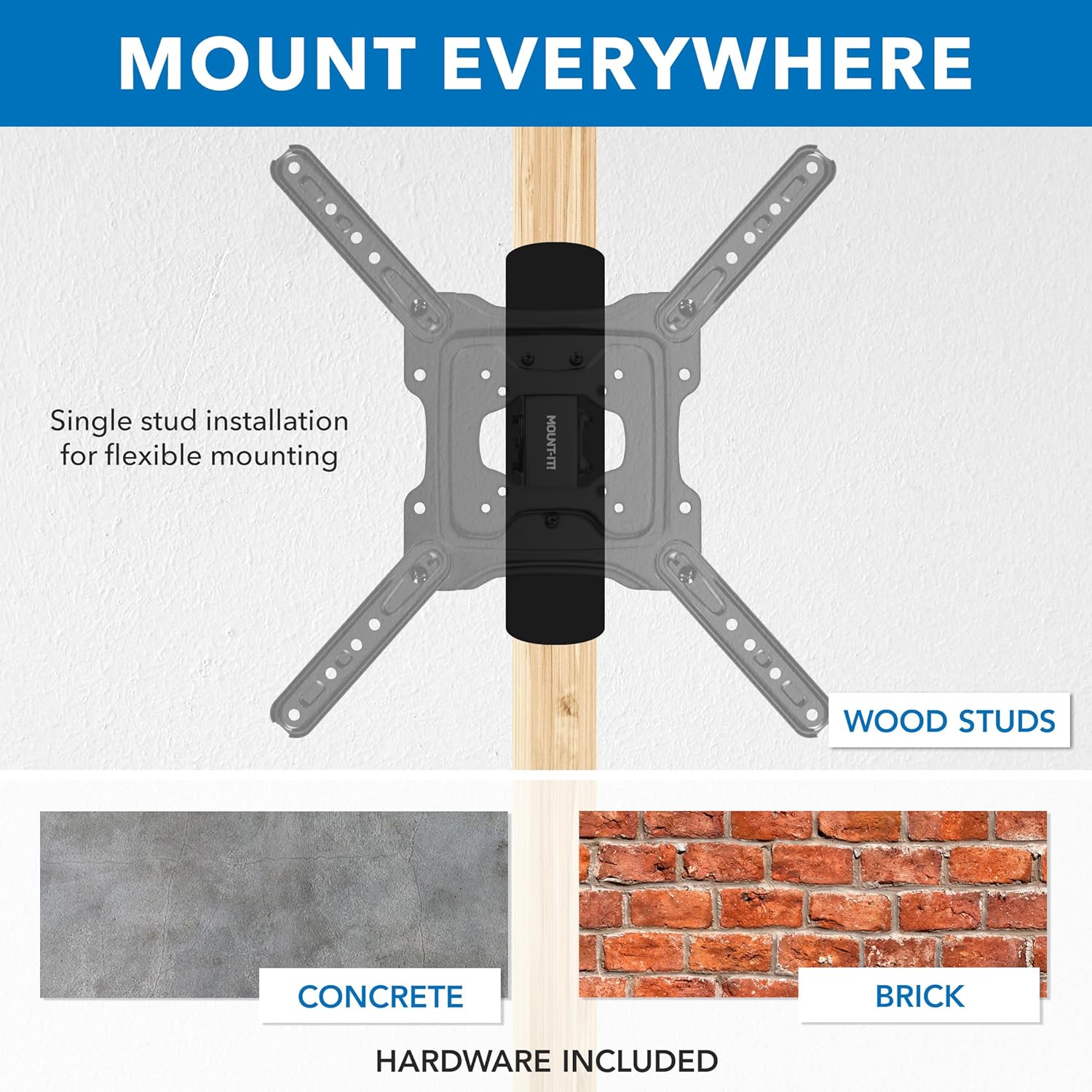 Mount-It! UL Certified Full Motion TV Wall Mount for Most 32-55 Inch Flat Screen TVs