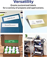 Avery Matte White Removable Rectangle Labels, Sure Feed Technology, Print-to-The-Edge, 1.5 x 7.5