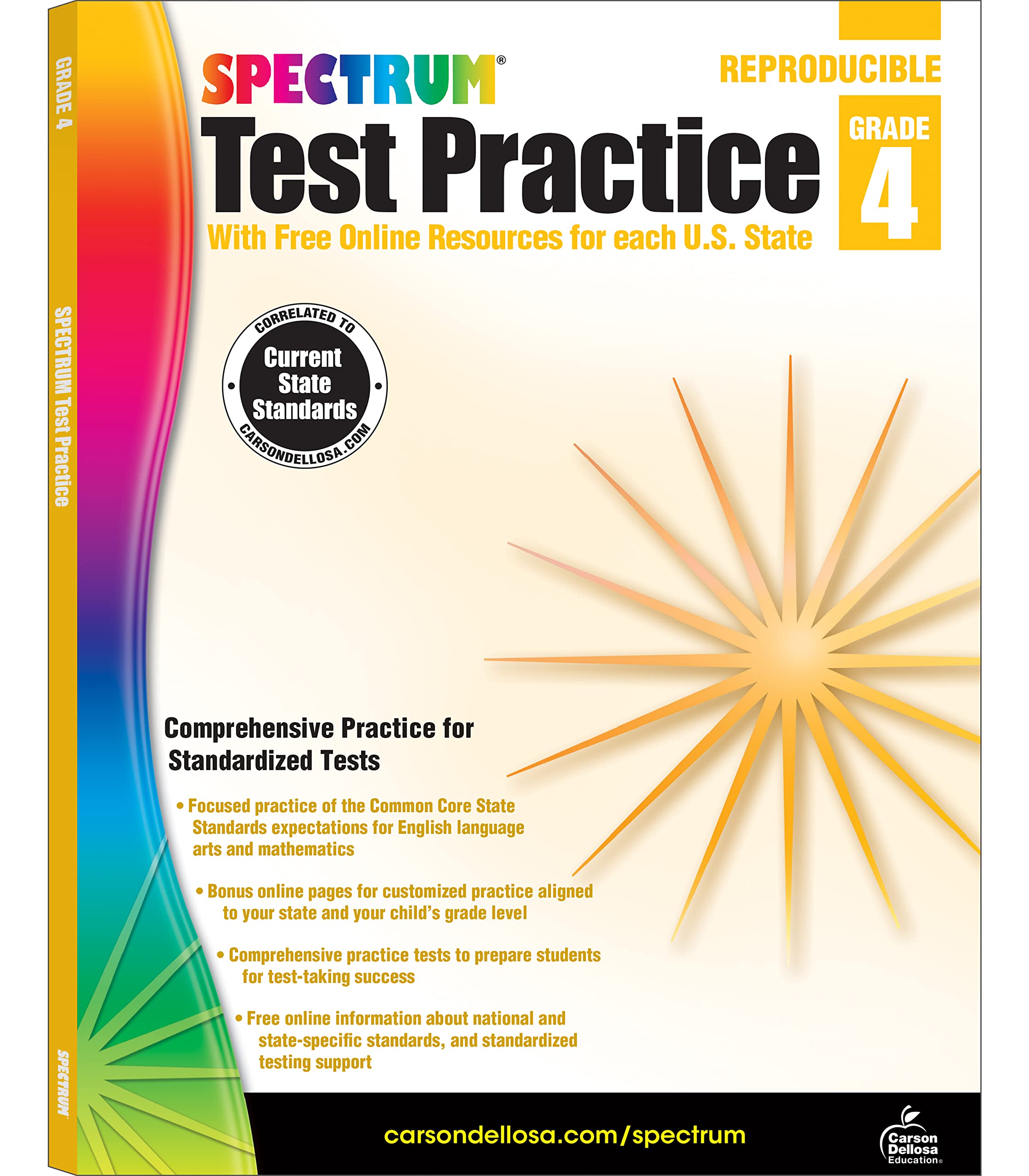 Carson Dellosa Spectrum 4th Grade Test Practice Workbook All Subjects, Ages 9 to 10, Grade 4 Test Practice Math