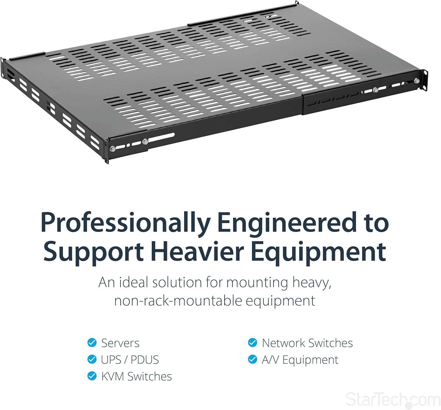 StarTech.com 1U Adjustable Server Rack Mount Shelf - 19" 4-Post