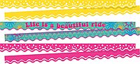 Barker Creek Double-Sided Border, Life is Beautiful, School & Office Supplies, Bulletin Board Border Trim, Set of 3 Designs, Coordinating Designs Printed on Both Sides for Added Value, 39/Set (4031)