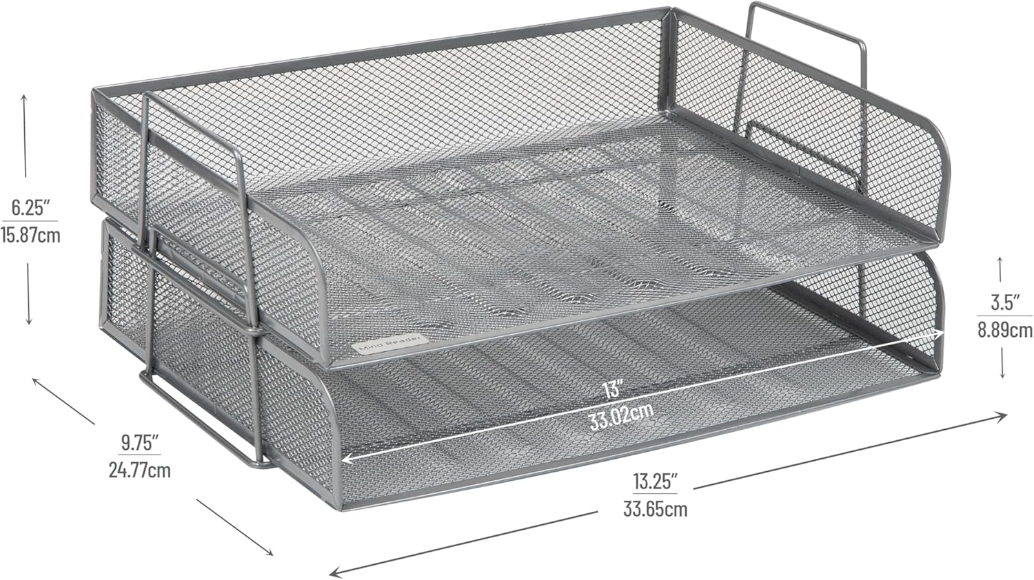 Mind Reader Stackable Paper Tray, Desktop Organizer, File Storage, Office, Metal Mesh - 9.8" x 6.3"
