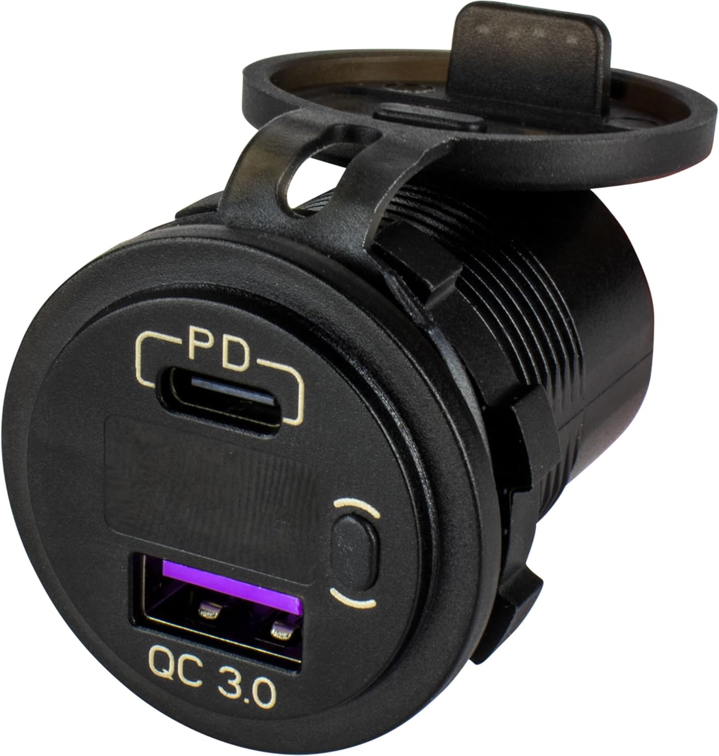 Sea-Dog Round USB & USB-C Power Socket w/Hidden Voltmeter
