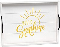 Elegant Designs Decorative Wood Serving Tray w/Handles