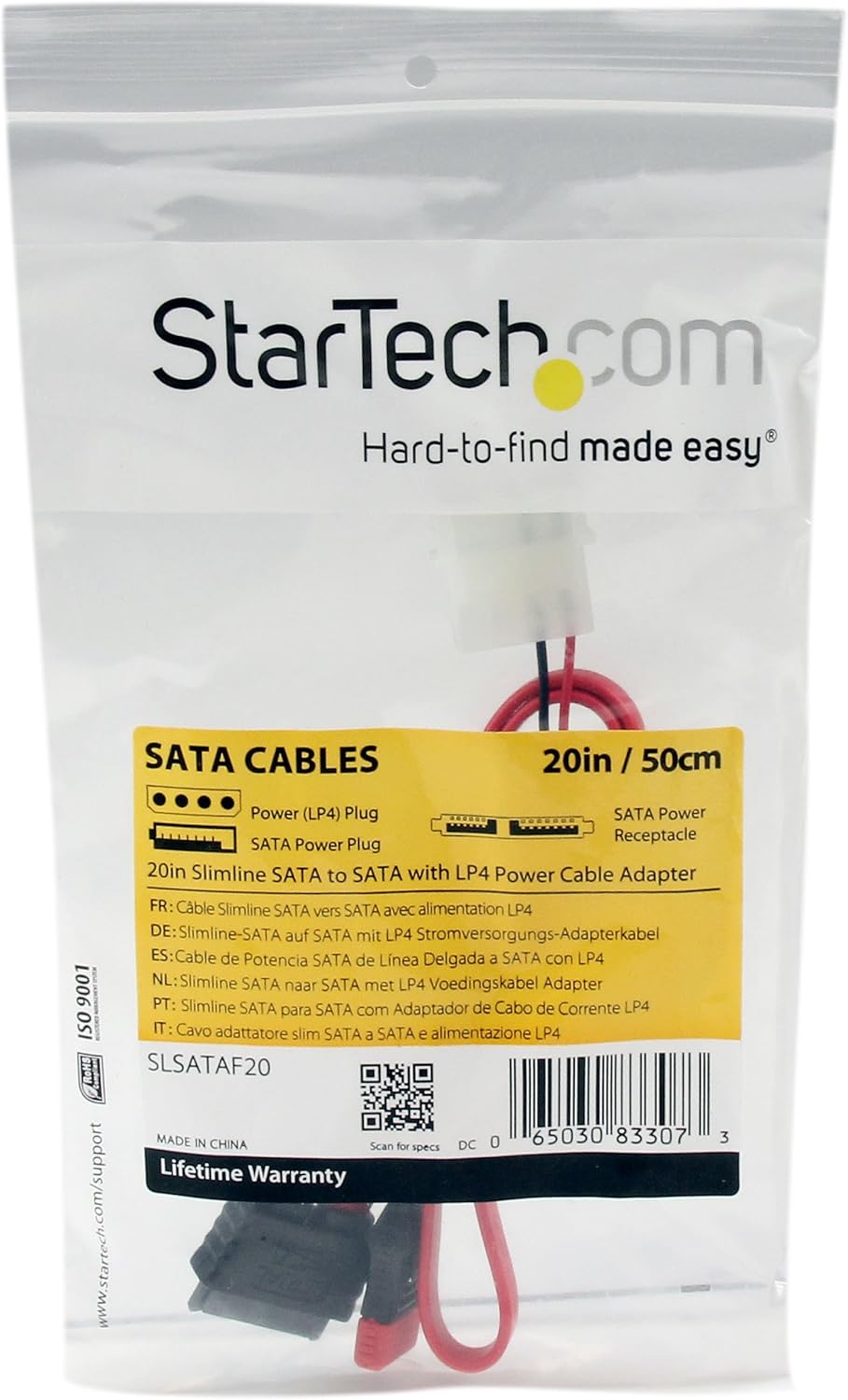 StarTech.com Slimline SATA to SATA with LP4 Power Cable Adapter