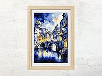 Rome Inkwash Watercolor Cityscape – Abstract Print