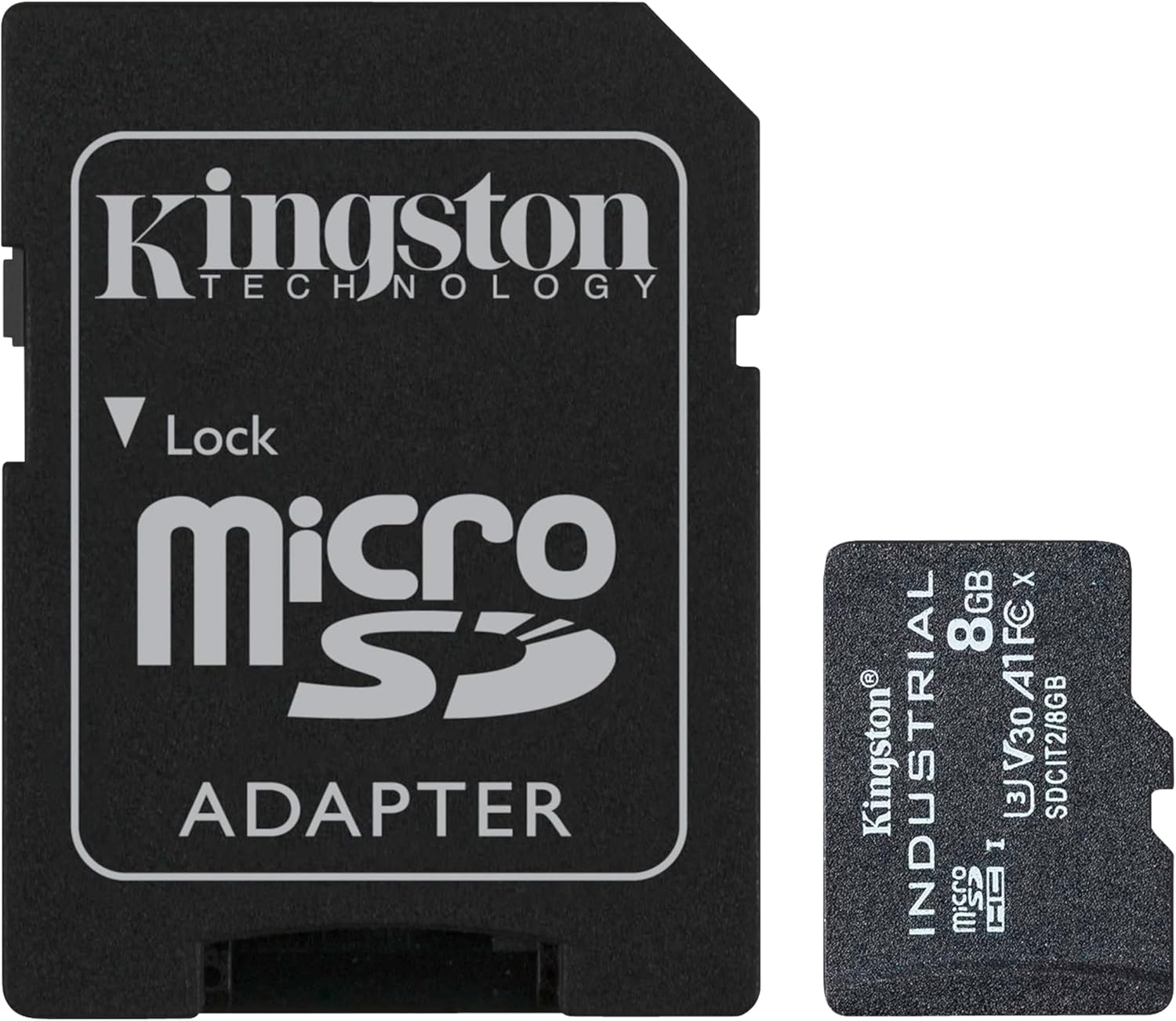 Kingston Industrial 8GB microSDHC C10 A1 pSLC Card + SD Adapter SDCIT2/8GB 1 Count (Pack of 1)