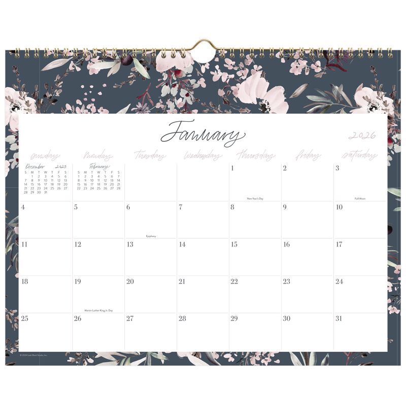 Cambridge 2026 Wall Calendar by Leah Bisch, Monthly, 15" x 12", Medium, Calista Floral (LB40-707-26)