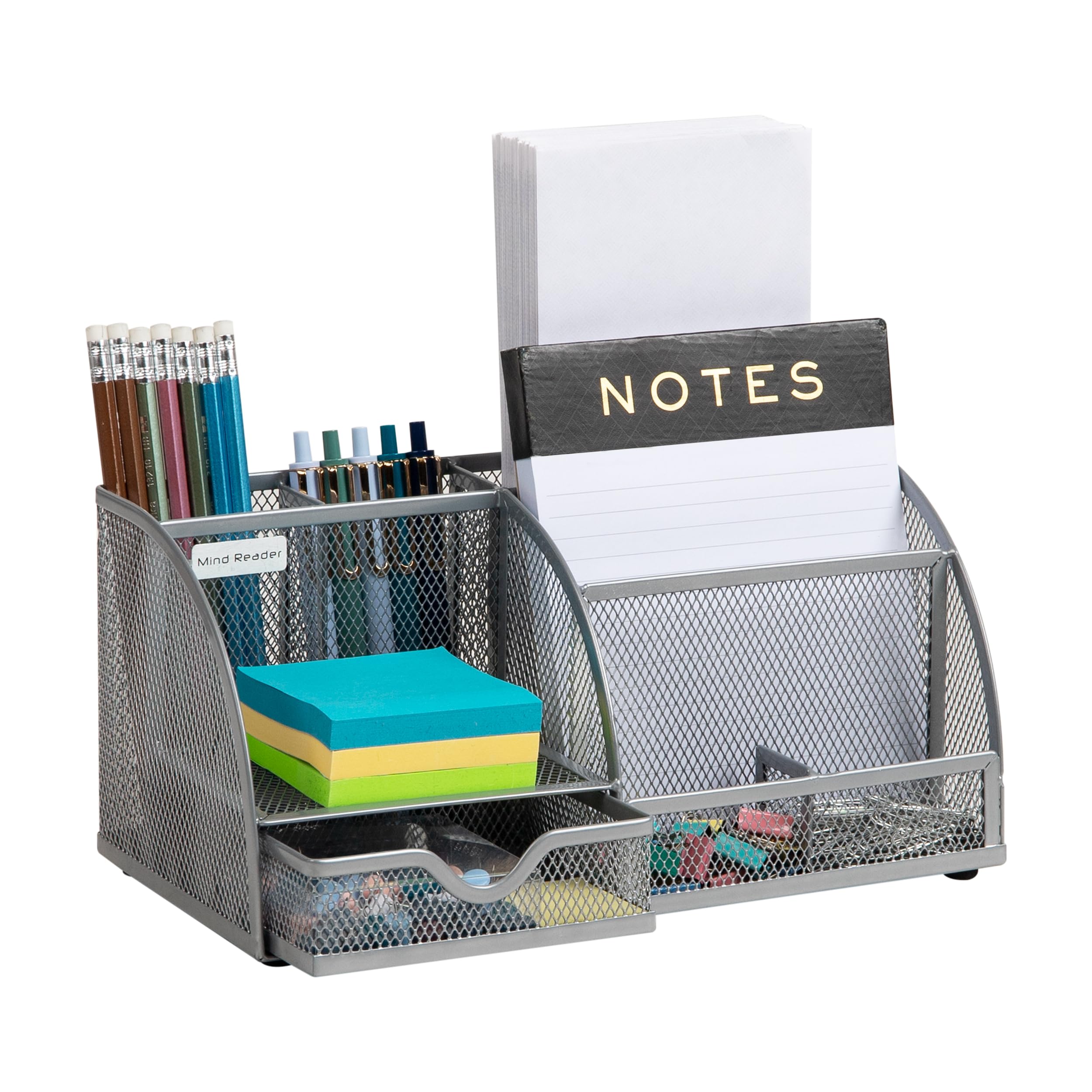 Mind Reader Desktop Organizer, Metal Mesh 7-Compartment
