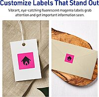 Avery Printable Square Labels, Sure Feed Technology, 1-1/2" x 1-1/2", Neon Magenta, Print-to-The-Edge, Laser/Inkjet Printable