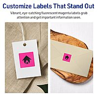 Avery Printable Square Labels, Sure Feed Technology, 3/4 x 3/4, Neon Magenta, Print-to-the-Edge, Laser/Inkjet