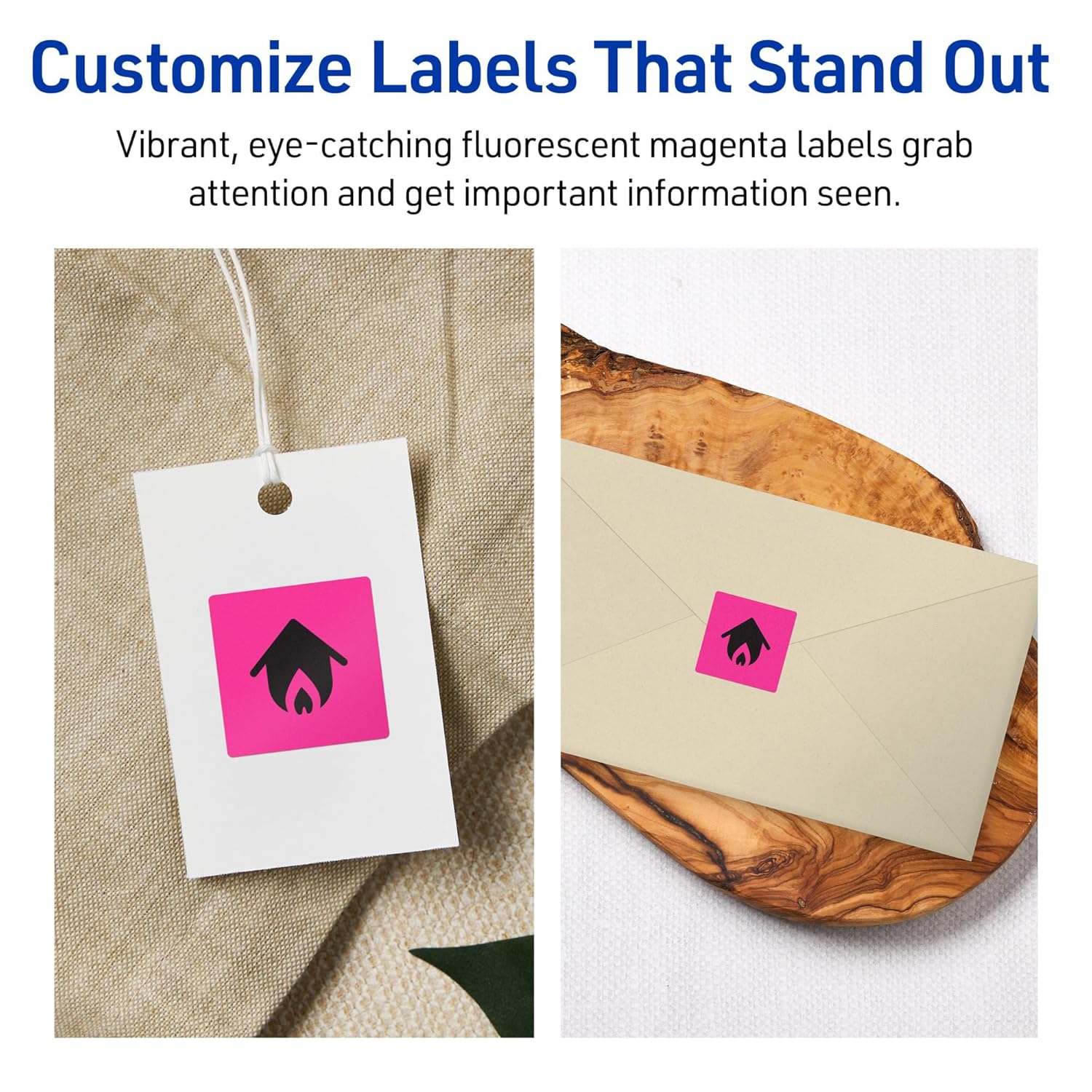 AVERY Neon Magenta Printable Square Labels 1" x 1"