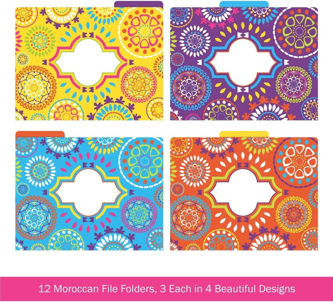 Barker Creek File Folders, Moroccan Design, Letter Size, Set of 12 12pt Cardstock