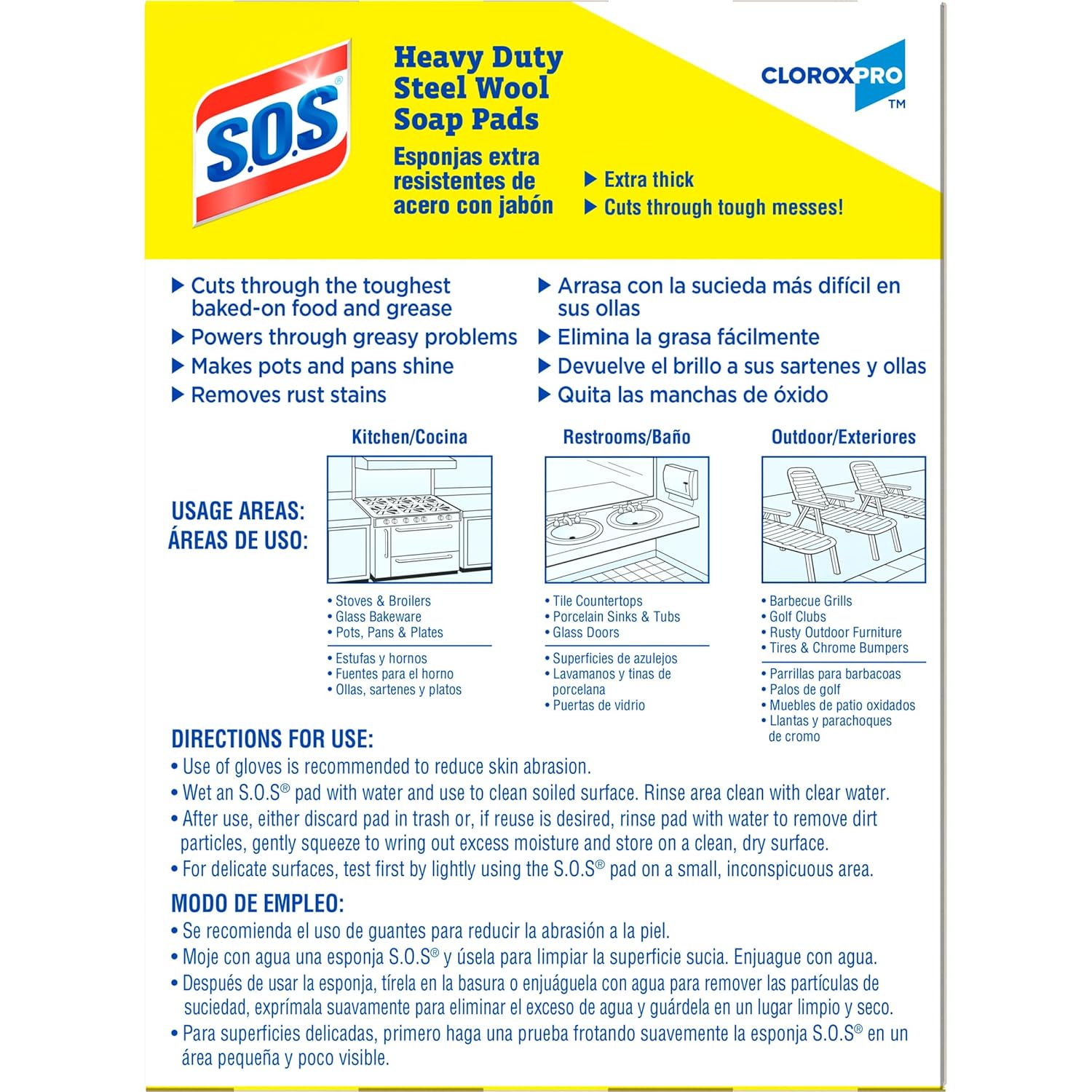 CloroxPro S.O.S Steel Wool Soap Pads, 15 Ct., Pack of 12 (Pack May Vary)