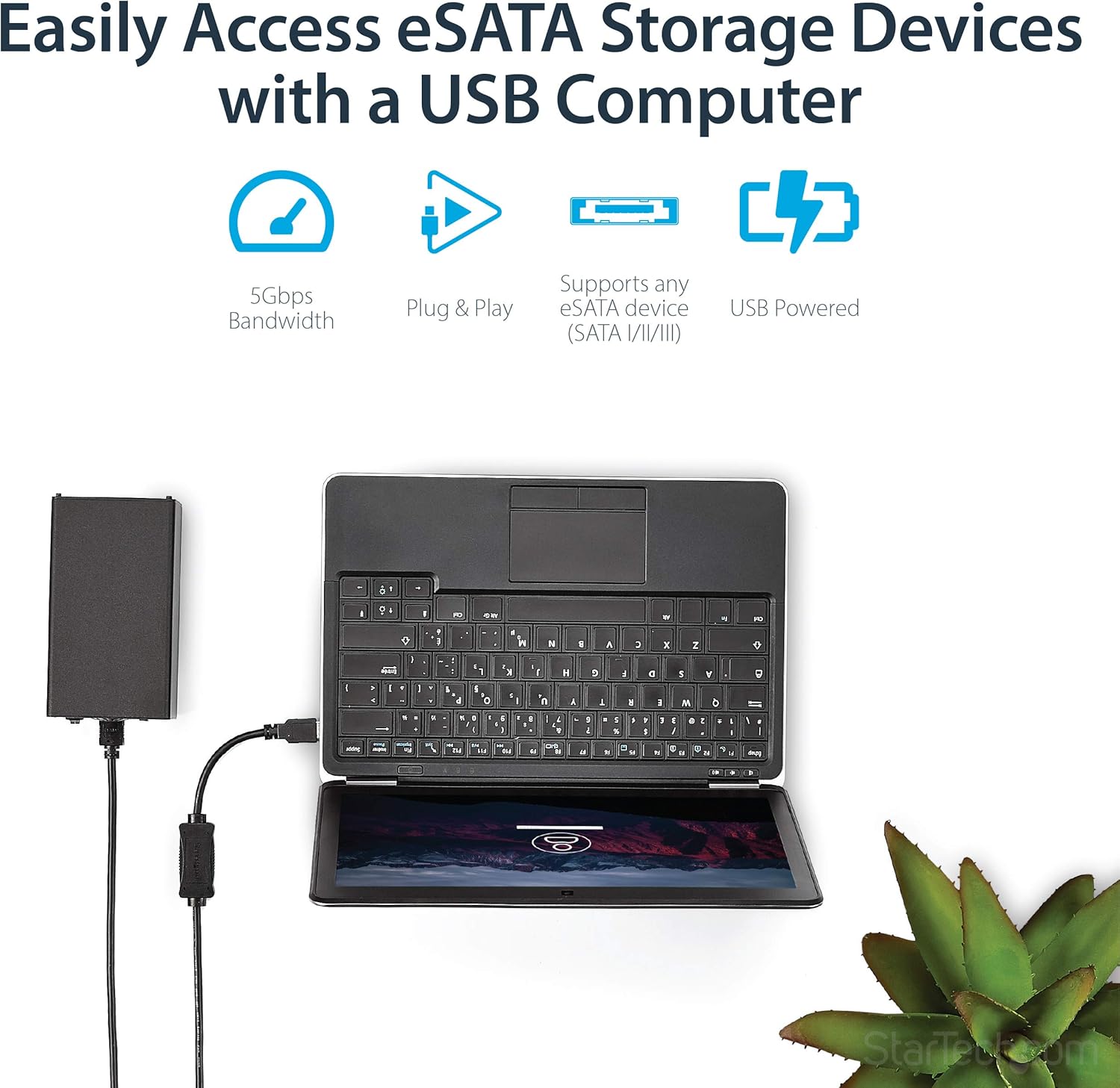StarTech.com 3 ft USB 3.0 to eSATA Adapter - 6 Gbps USB to HDD/SSD/ODD Converter - Hard Drive to USB Cable (USB3S2ESATA3)