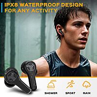 Treblab WX8 - True Wireless Earbuds with Pure Sound, Soft Silicone Ear Buds, IPX8 Waterproof, 28H Play, Wireless Charging