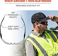 Ergodyne - 59103 Skullerz SAGA Frameless Safety Glasses, Anti Fog Clear Lens Matte Black (Pack of 2) Matte Black Frame, Clear Lens Anti-Fog Clear Lens (Pack of 2)