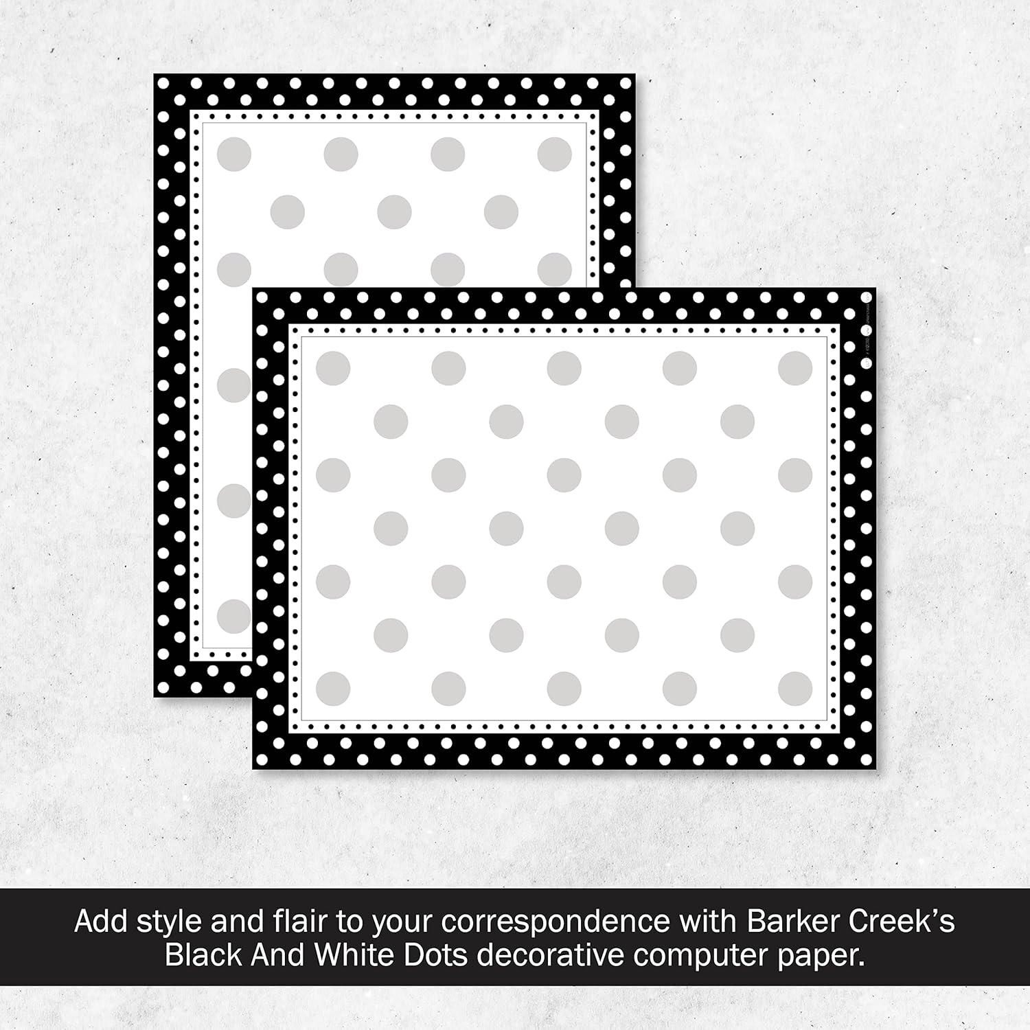 Barker Creek Designer Computer Paper, Black And White Dots, 8.5” x 11”, Decorative Printer Paper, Stationery