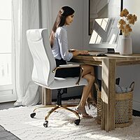 Flash Furniture Whitney Swivel LeatherSoft Desk Chair with Padded Seat and Armrests