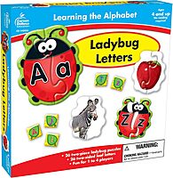 Carson Dellosa Lady Bug Letters Game, 26 2-Sided Ladybugs and Leaves Alphabet Puzzle