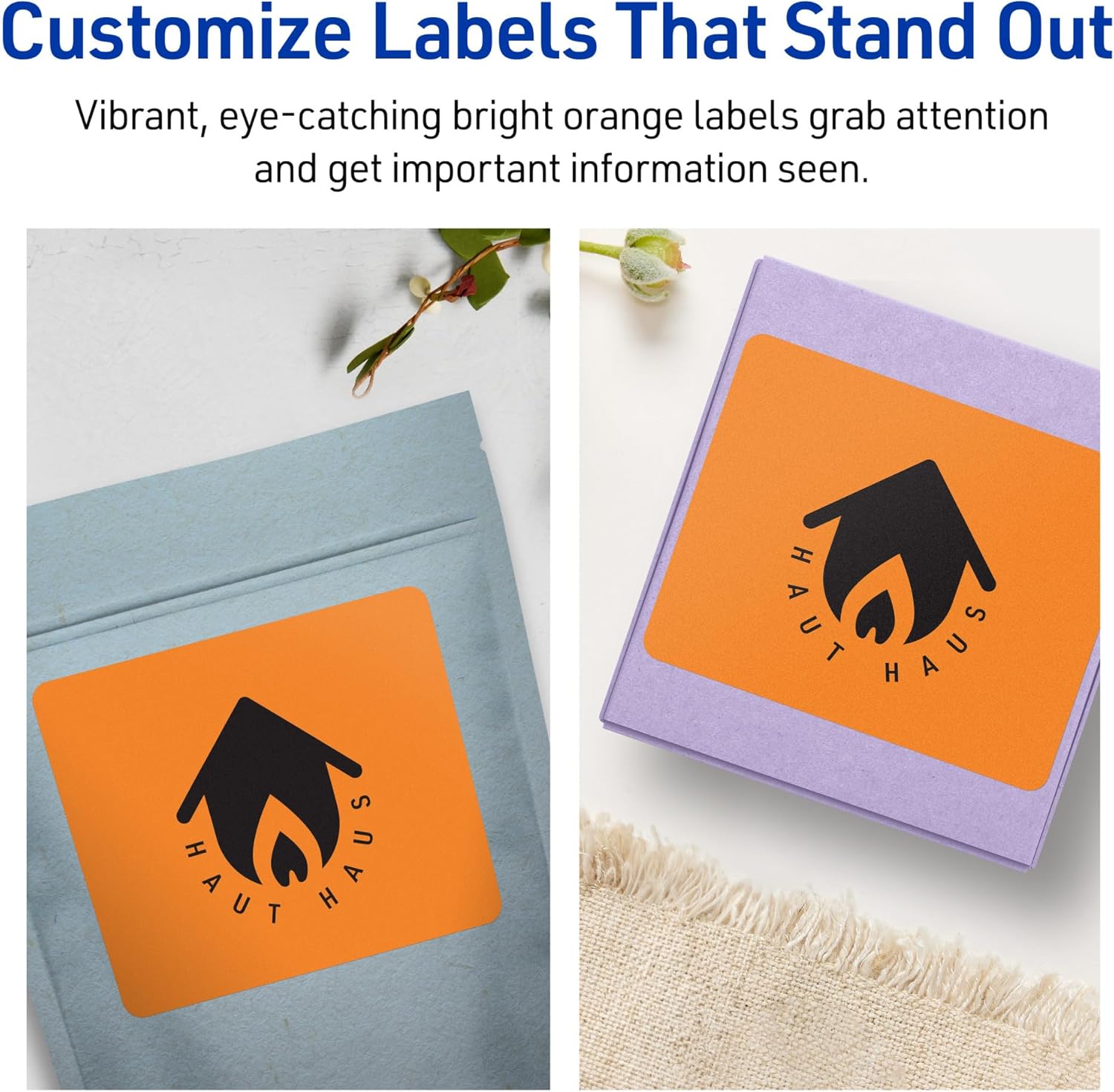 Avery Printable Rectangle Labels, Sure Feed Technology, 3-1/3 x 4, Bright Orange, Laser/Inkjet Printable