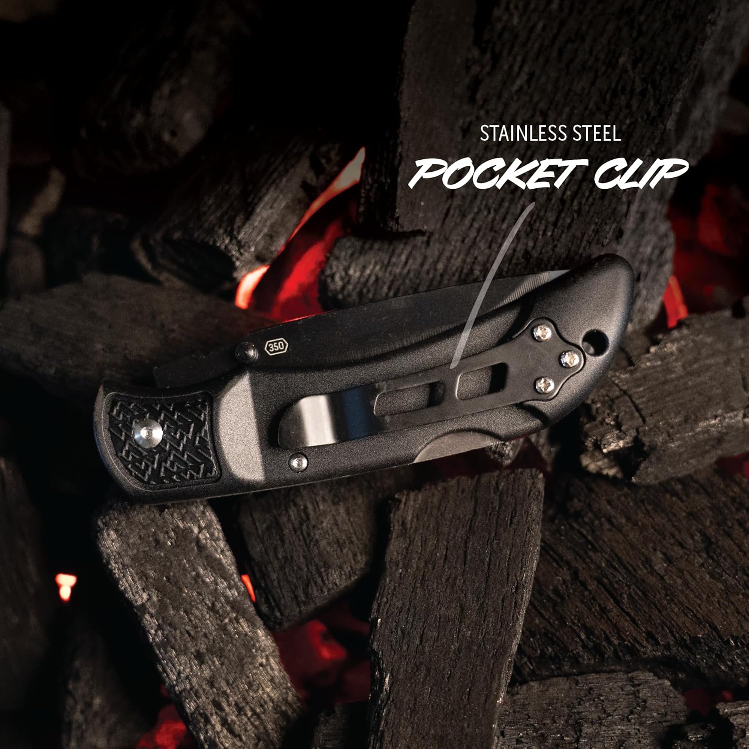 OUTDOOR EDGE Onyx EDC Folding Pocket Knife — Replaceable Blade System, Lockback and Pocket Clip
