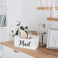 Elegant Designs Rustic Farmhouse Wooden Tabletop Mail Organizer Box
