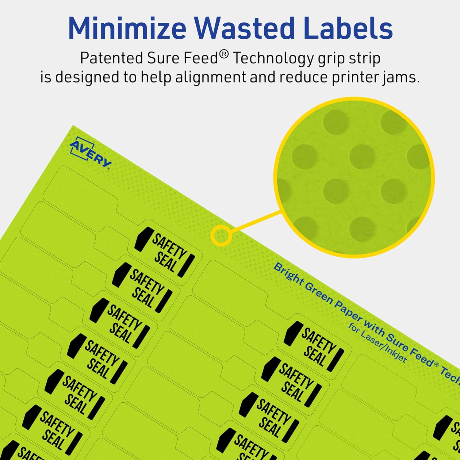 AVERY Printable Barbell Labels, Sure Feed Technology, 1/2" x 2-1/2", Bright Green
