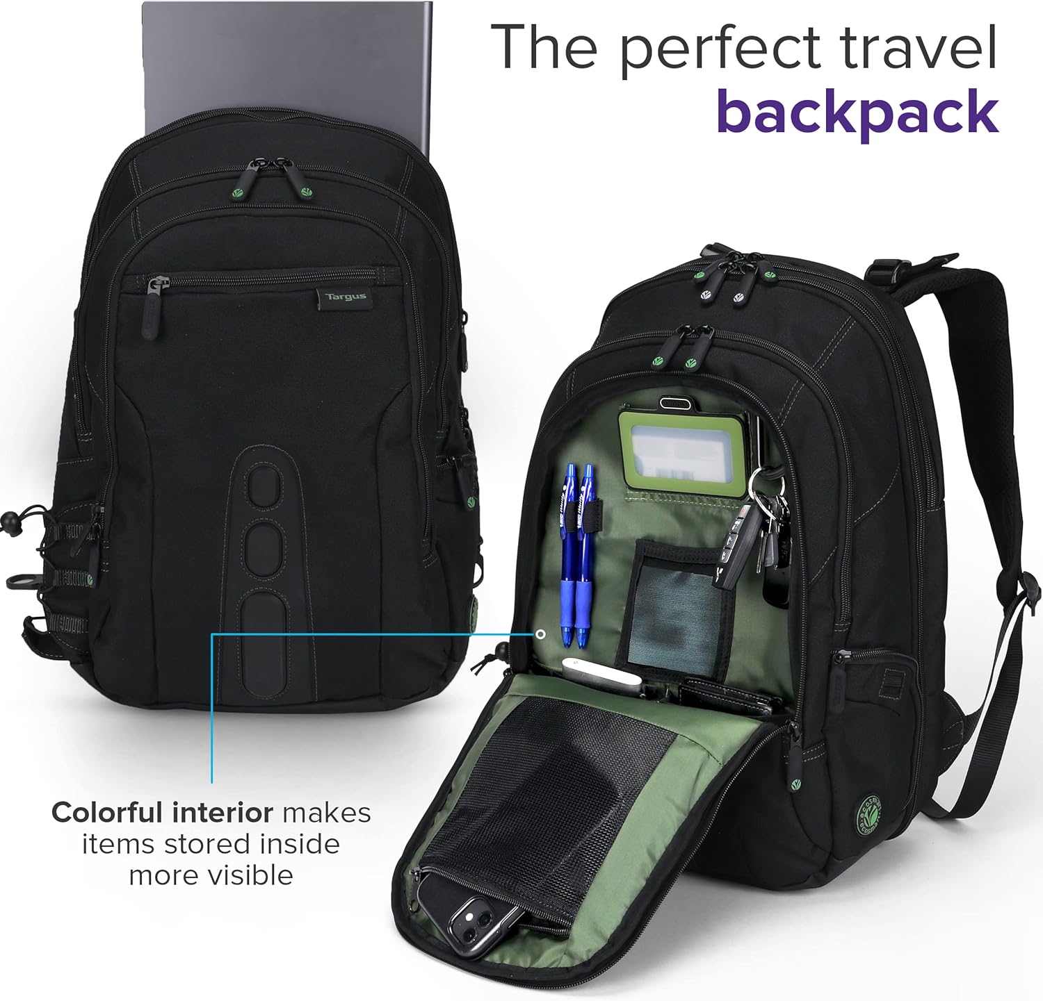 TARGUS Spruce EcoSmart Travel Laptop Backpack, TSA-Friendly