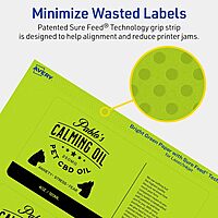 Avery Printable Rectangle Labels, Sure Feed Technology, 3" x 6", Bright Green Labels, Print-to-The-Edge, Laser/Inkjet Printable, 30 Total, Great for Shipping and Product Merchandising 30 labels