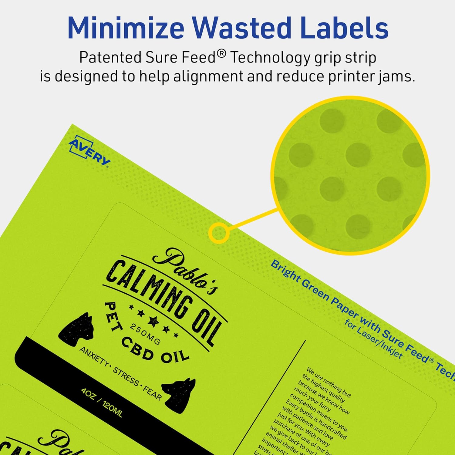Avery Printable Rectangle Labels, Sure Feed Technology, 3" x 6", Bright Green Labels, Print-to-The-Edge